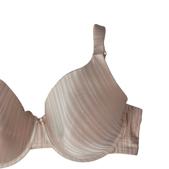 Parfait Full Coverage Underwire T Shirt Bra Tan 44DD Light Pad Adj Striped Aline - Picture 2 of 10